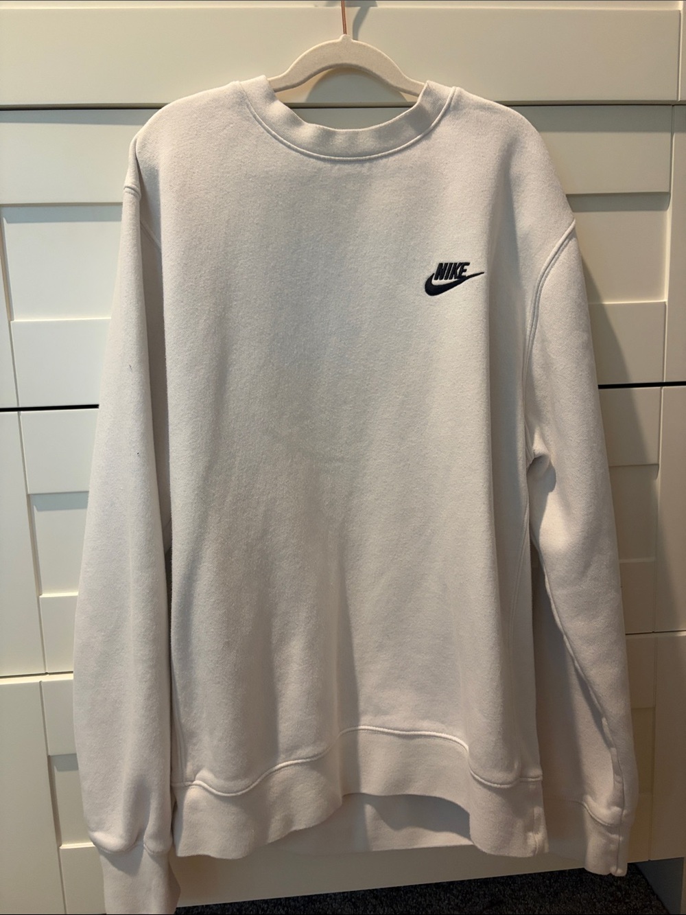 Nike Men's Crewneck Sweatshirt in White with Black Logo